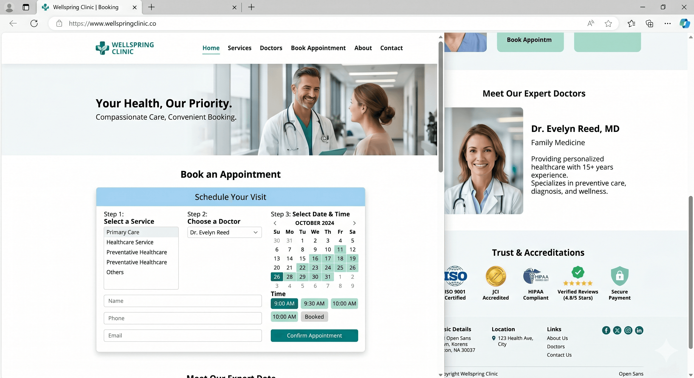 Summit Health Clinics website screenshot