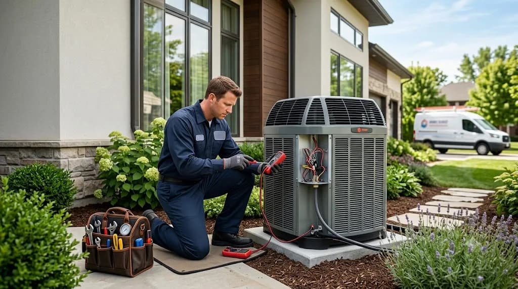 Home service technician on the job